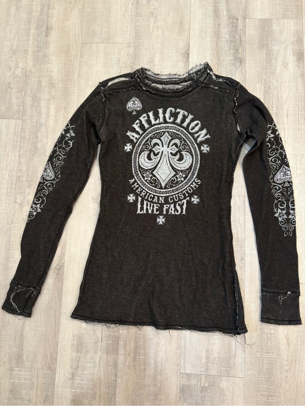 Affliction Reversible Men’s Long Sleeve Graphic Top - Live Fast